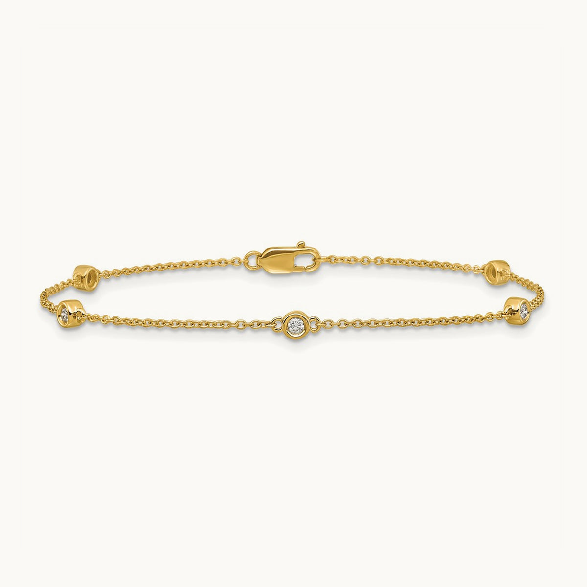 Diamond Station Cable Bracelet — 14K Yellow Gold