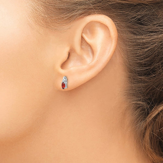 Garnet and Diamond Post Earrings — photo set