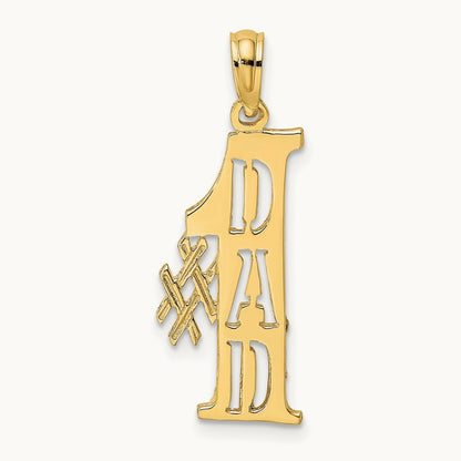 #1 DAD Cut-out Vertical Charm, 14K