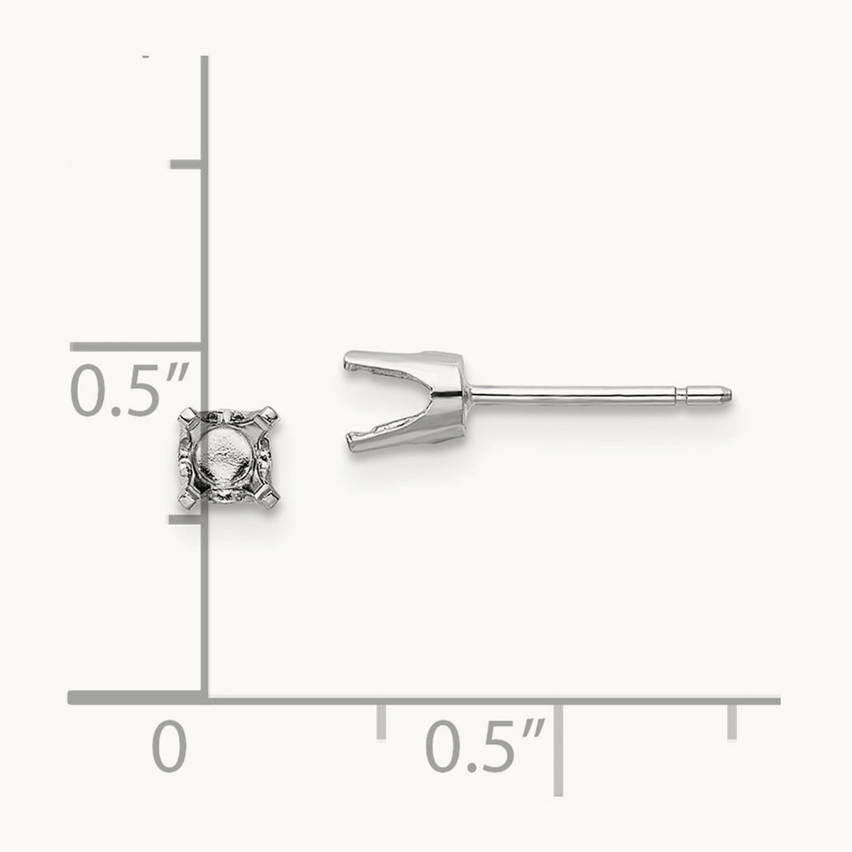 Setting: Round Stud Earring Mounting with backs — 14K White Gold
