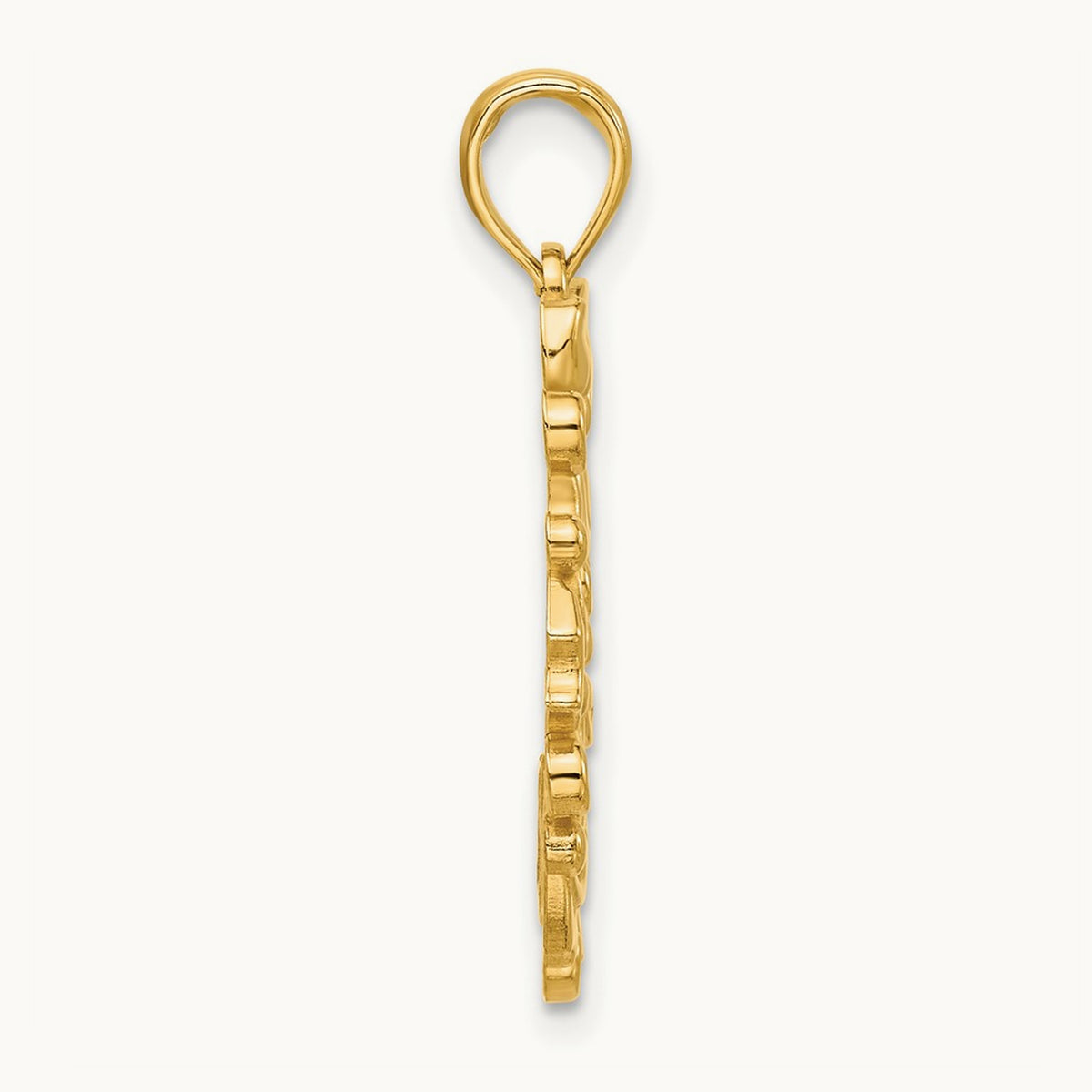 Polished Christmas Wreath Pendant, 14K