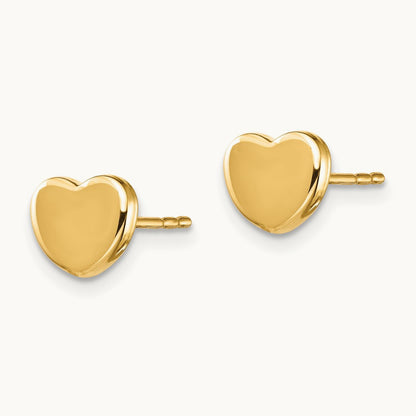 Polished Heart Post Earrings, 14K