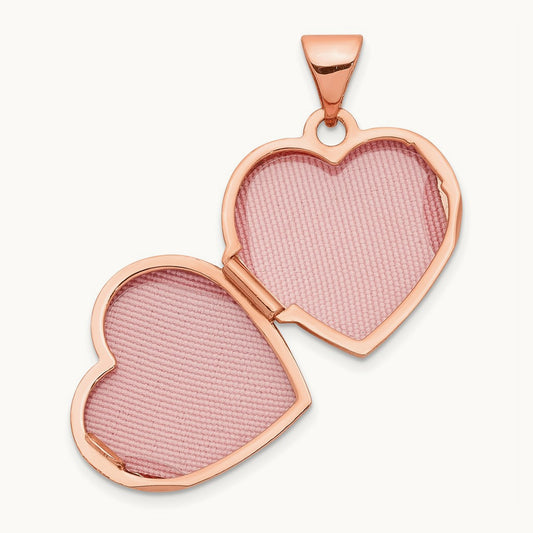 Scroll Heart Locket, 15mm, 14K Rose Gold