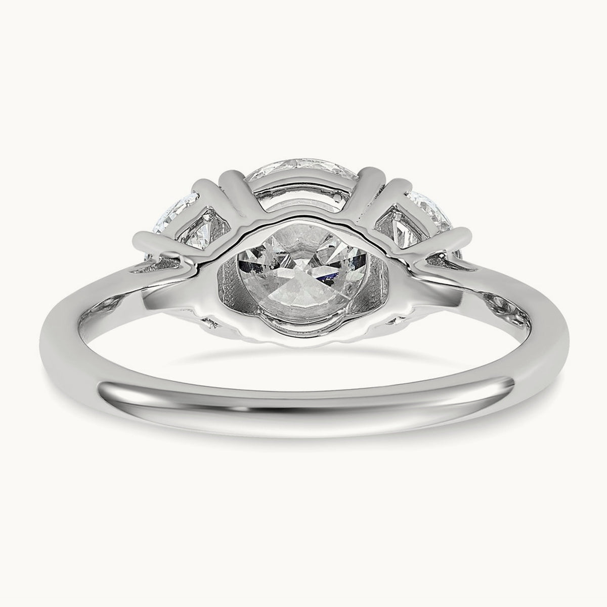 Round 3 Stone Engagement Ring, 1.25-4.00 ct tw Lab-Grown Diamond — 2 ct, 14K White Gold
