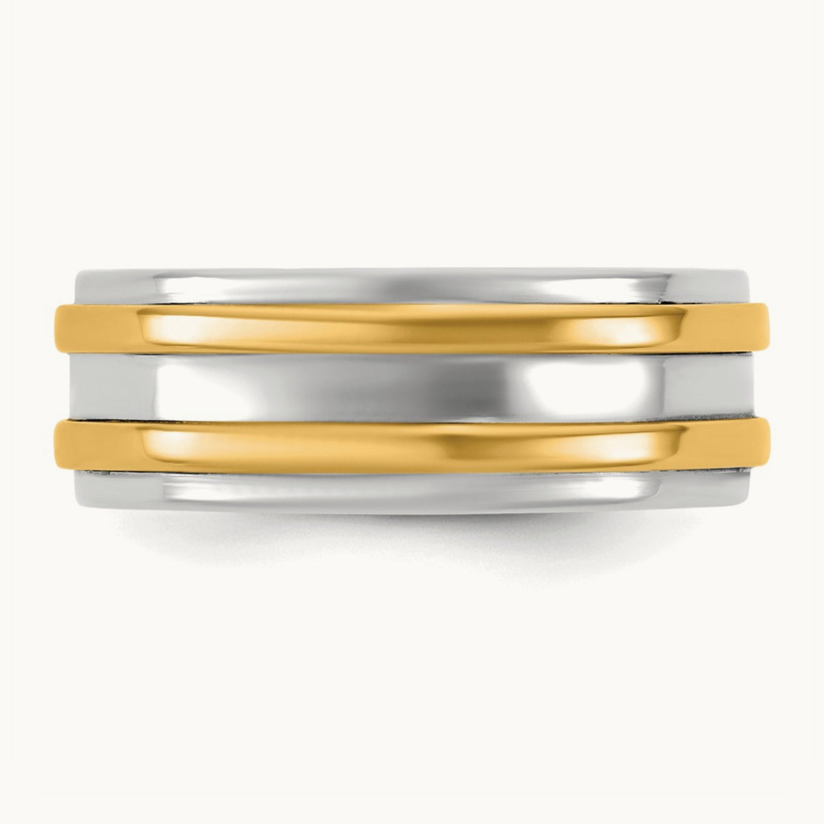 W/Y Double Banded Wedding Band, 7mm, 14K Two-tone