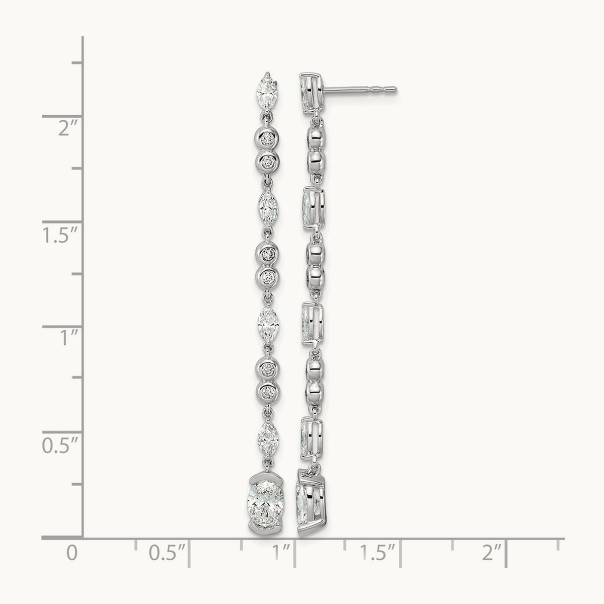 Post Oval/Round Drop Earrings, 2.00-3.50 ct tw Lab-Grown Diamond