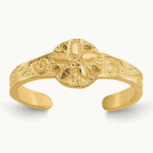 Diamond-cut Sand Dollar Toe Ring, 14K
