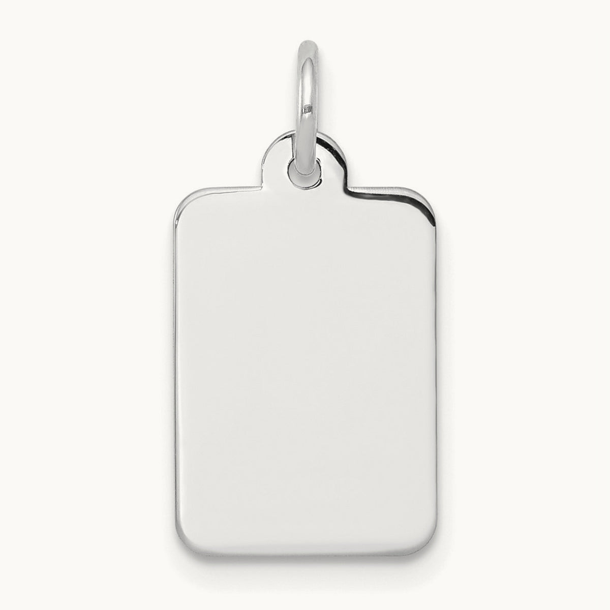 Plain .013 Gauge Rectangular Engravable Disc Charm — 14K White Gold, 22.2mm