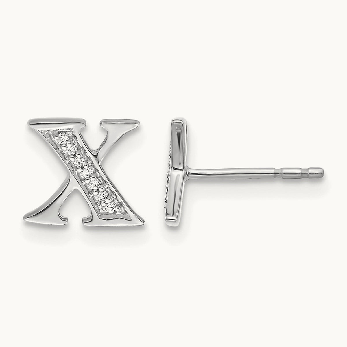 Diamond Earrings — 14K White Gold, 8mm, X