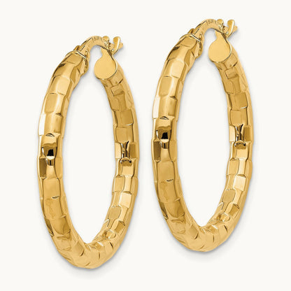 Polished/Textured Post Hoop Earring — 27mm