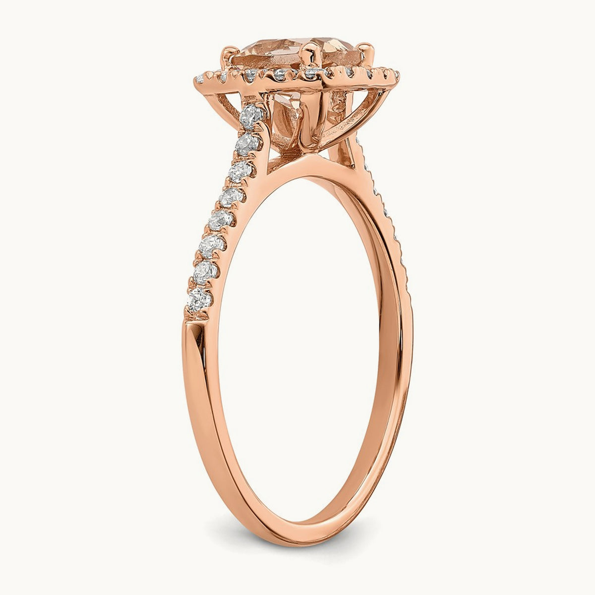 Morganite Halo Engagement Ring, 0.25 ct tw Lab-Grown Diamond