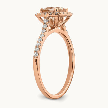 Morganite Halo Engagement Ring, 0.25 ct tw Lab-Grown Diamond