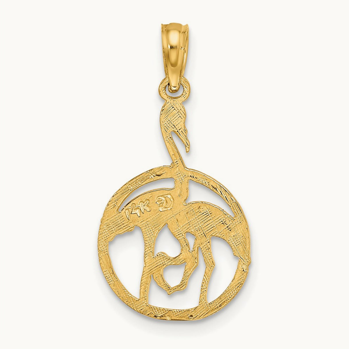 Flamingos In Circle Charm, 14K