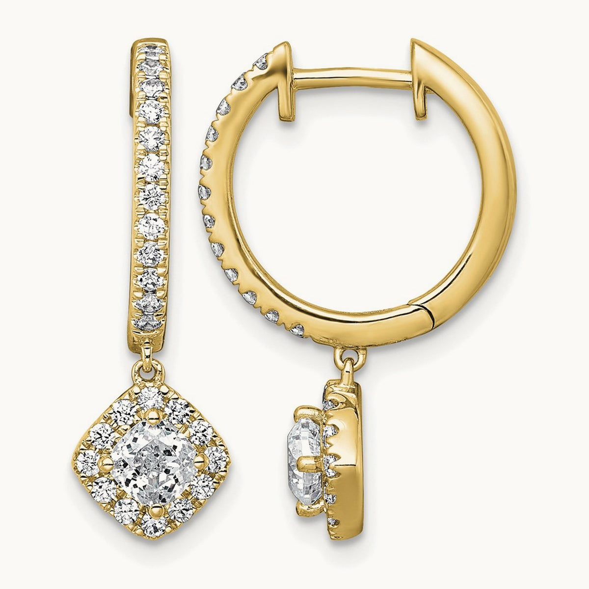 Dangle Hoop Earrings, 1.00 ct tw Lab-Grown Diamond — 14K Yellow Gold