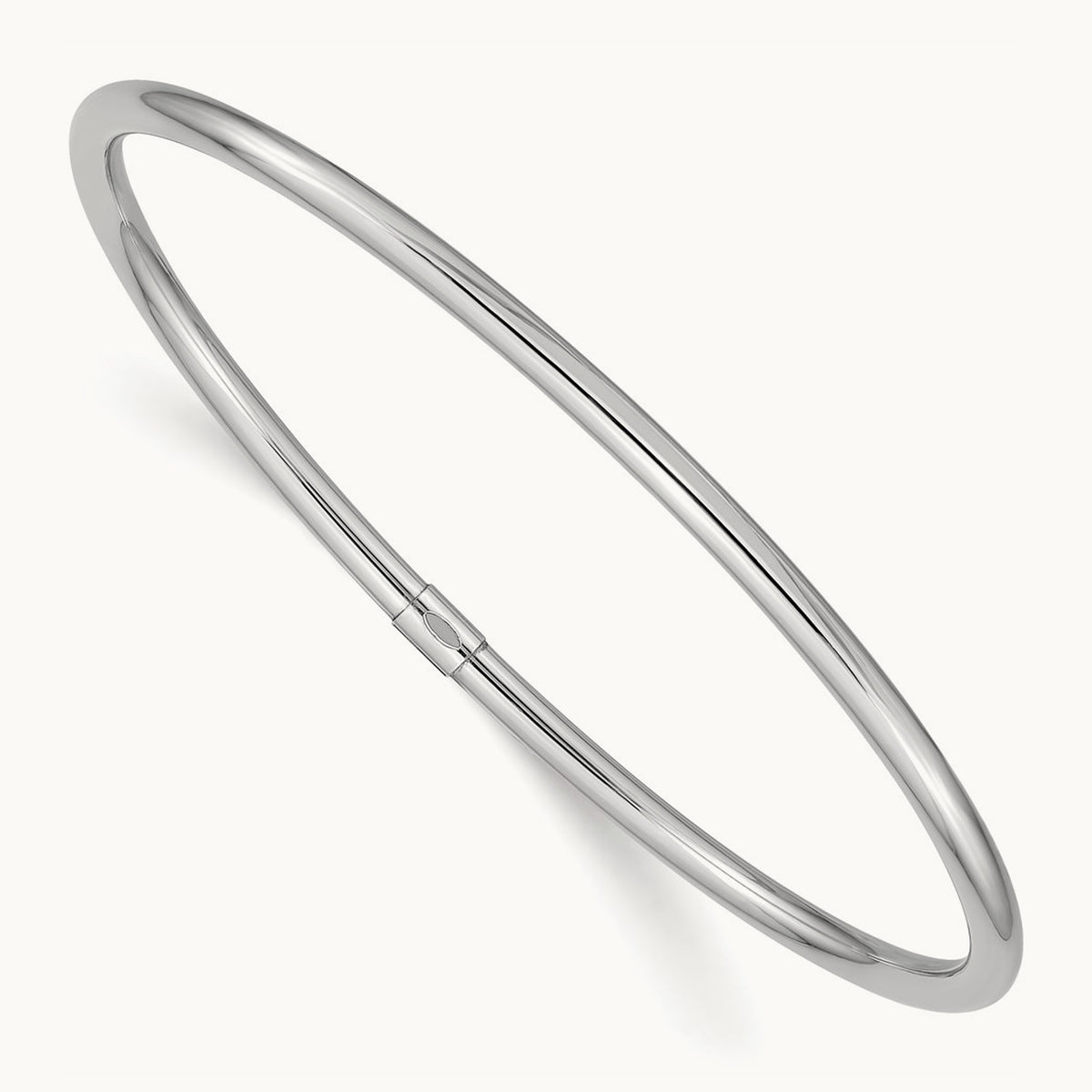 Polished Round Tube Slip-on Bangle — 14K White Gold