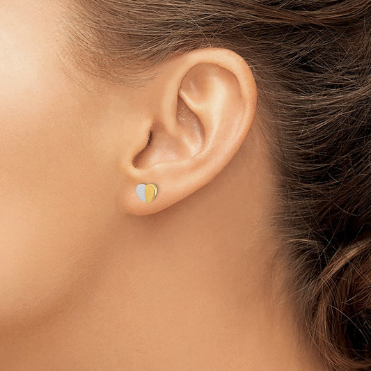 & Diamond-Cut Heart Post Earrings — photo set