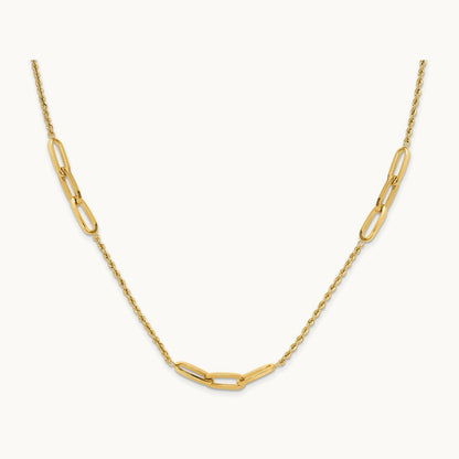 Polished and D/C Fancy Link Rope Necklace, 14K
