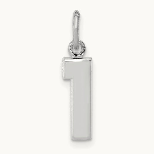 Small Polished Number 1 Charm, 14K White Gold