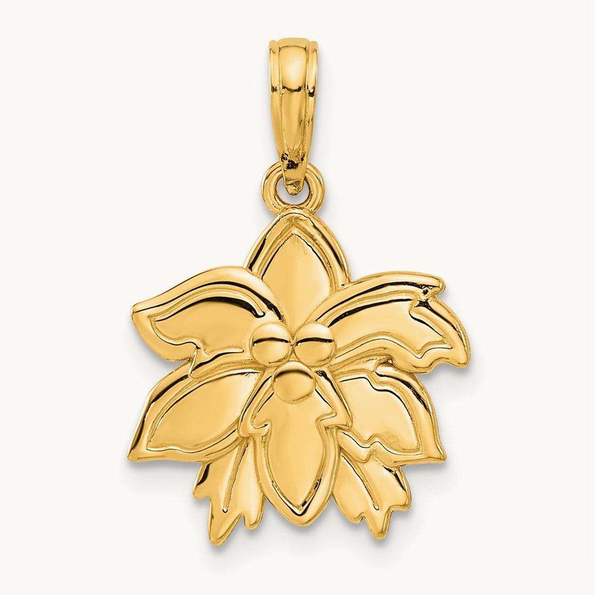 Polished Poinsettia Floral Pendant, 14K