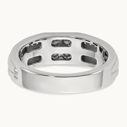 IB Goodman Mens Polished Complete 4-Stone 5/8ct Diamond Ring, 14K White Gold