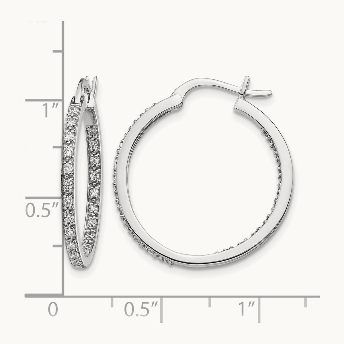 In/Out Hoop Earrings, 0.50-0.75 ct tw Lab-Grown Diamond — 1/2 ct, 14K White Gold