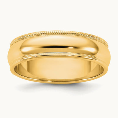 Milgrain Half Round Band, 5.5mm, 10K Yellow Gold