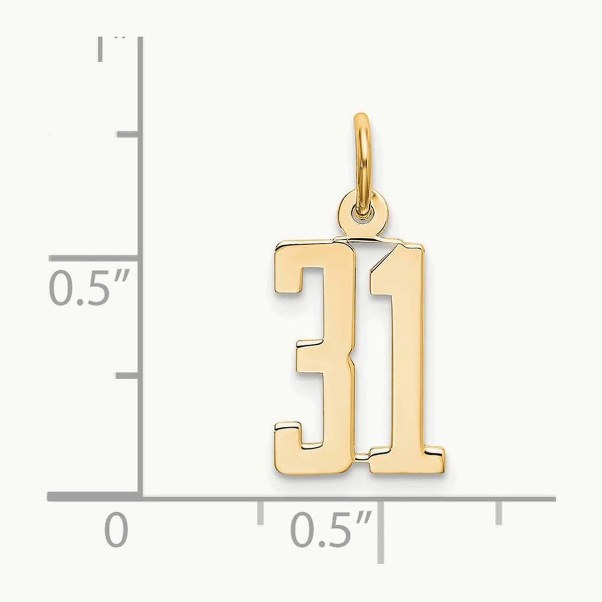 Small Elongated Number 31 Charm, 14K
