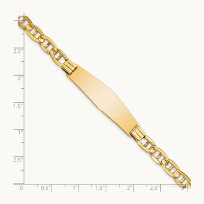 Anchor Link Soft Diamond Shape ID Bracelet, 14K