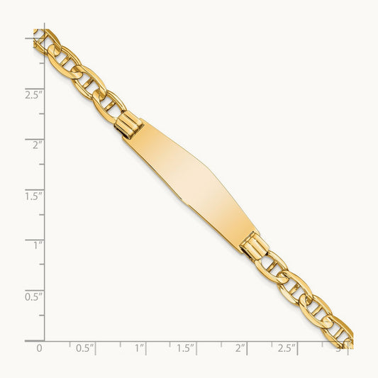 Anchor Link Soft Diamond Shape ID Bracelet, 14K