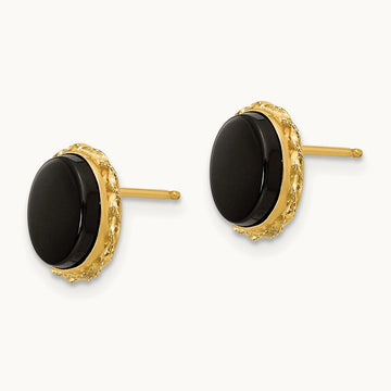 Madi K Bezel Onyx Earrings, 14K