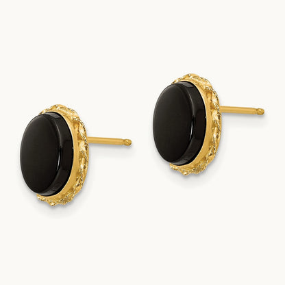 Madi K Bezel Onyx Earrings, 14K
