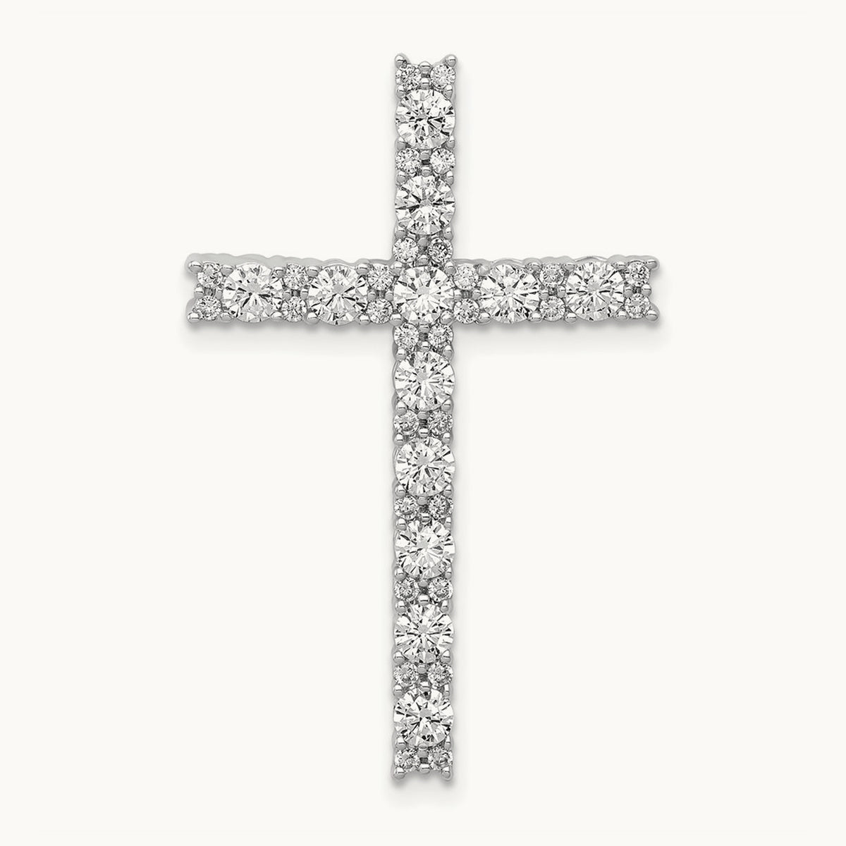 Cross Chain Slide Pendant, 0.50-1.00 ct tw Lab-Grown Diamond — 1 ct, 14K White Gold