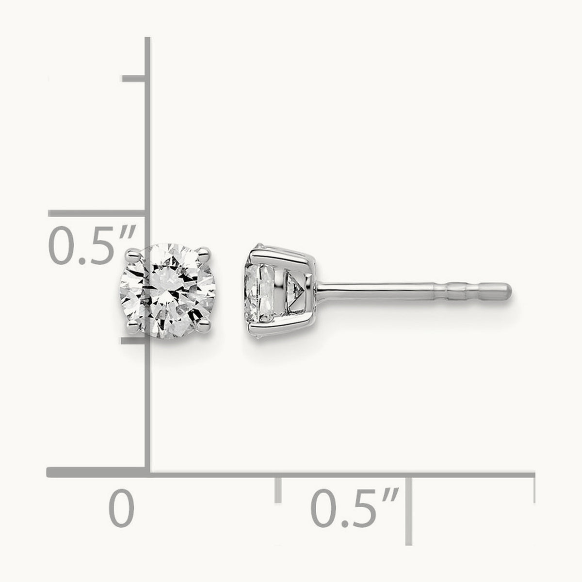 Round Lightweight Earrings, 0.25-6.00 ct tw Lab-Grown Diamond — 3/4 ct, 10K White Gold