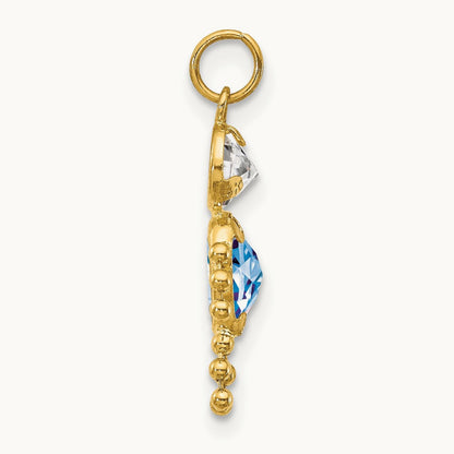 March Boy Birthstone Charm, 14K