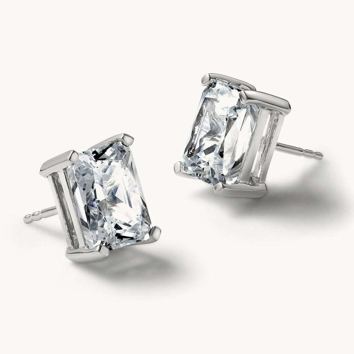Radiant Four-Prong Stud Earrings, 0.50-6.00 ct tw Lab-Grown Diamond — 5 ct, 14K White Gold