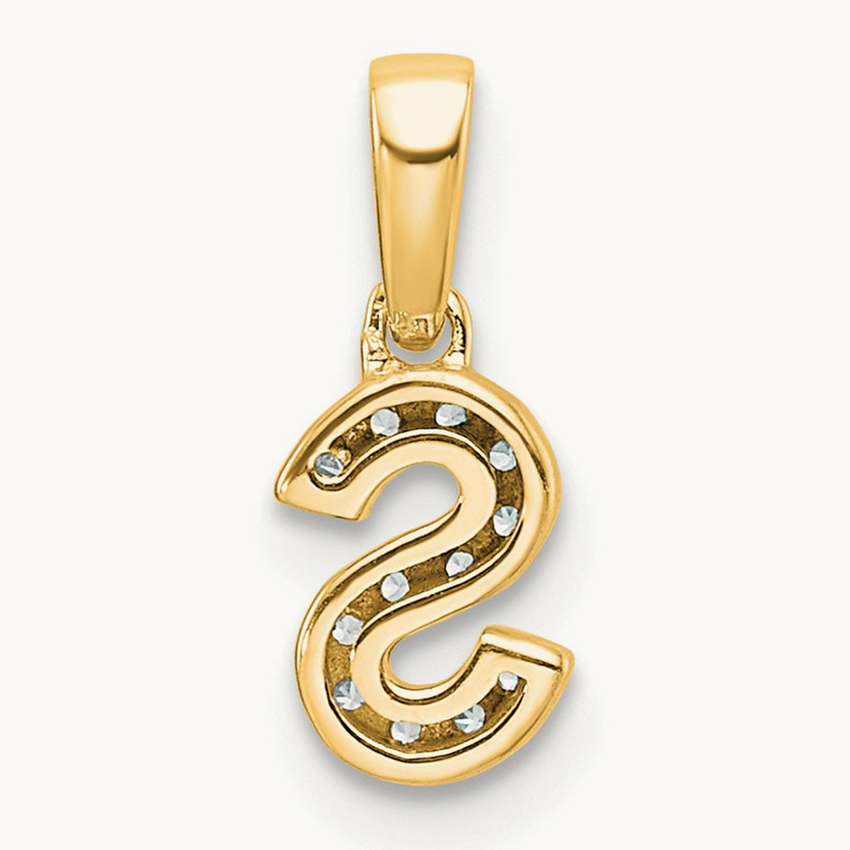 Diamond Initial with Bail Pendant — 14K Yellow Gold, S