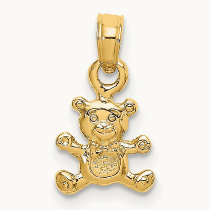 3-D Mini Teddy Bear Charm, 14K