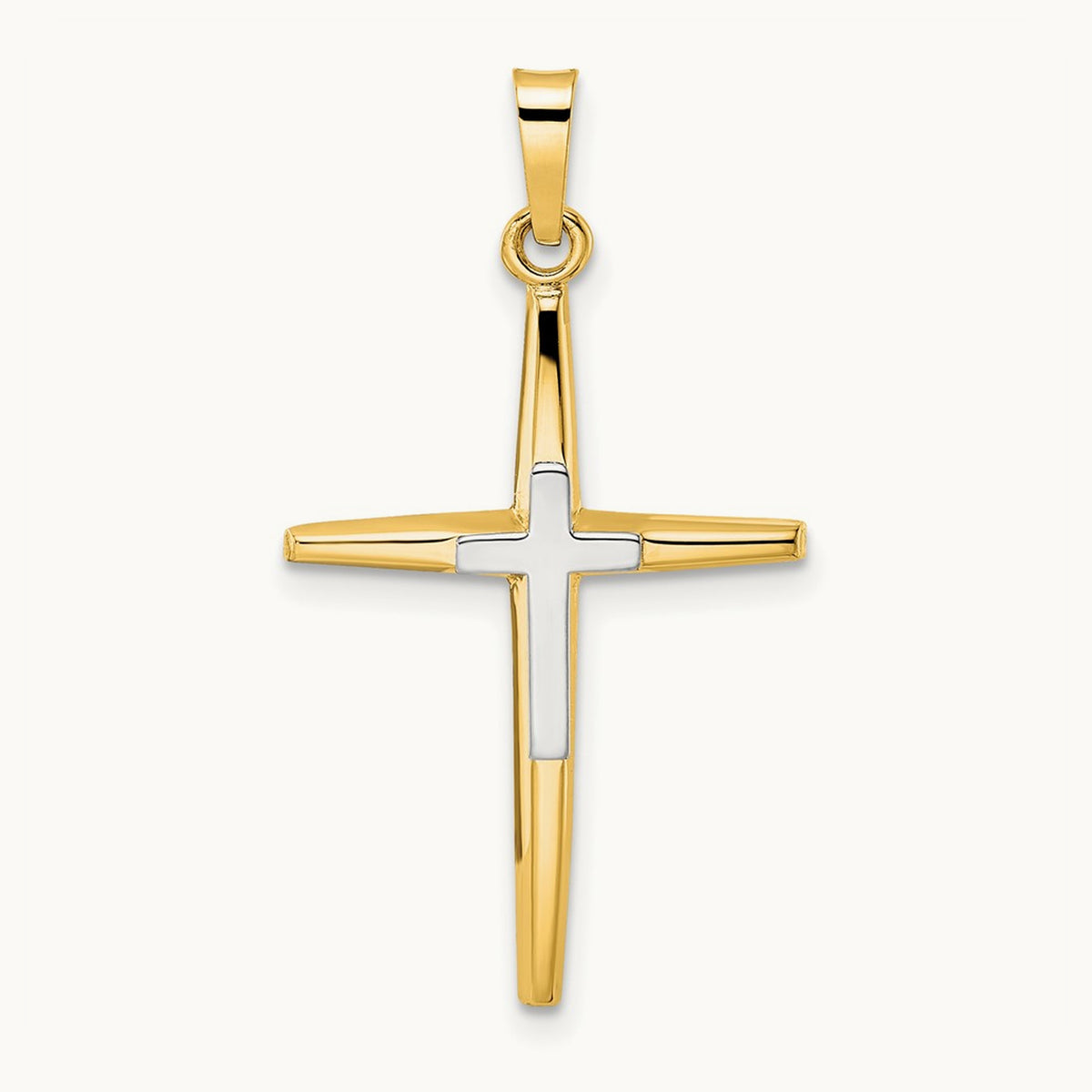 Polished Solid Double Cross Pendant — 32mm