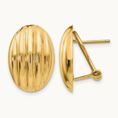 Polished Fancy Omega Back Post Earrings, 14K