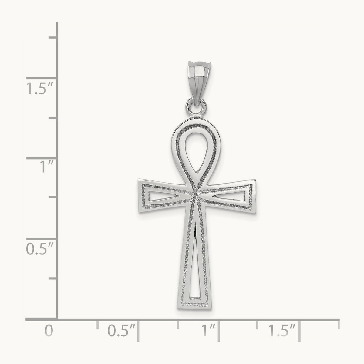 Ankh Cross Pendant — 14K White Gold, 39mm