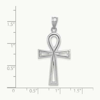 Ankh Cross Pendant — 14K White Gold, 39mm