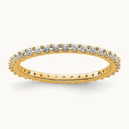 Polished Shared Prong Diamond Eternity Band, 0.50 ct tw, 14K Gold — 14K Yellow Gold