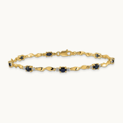 Diamond and Oval Sapphire Bracelet, 14K