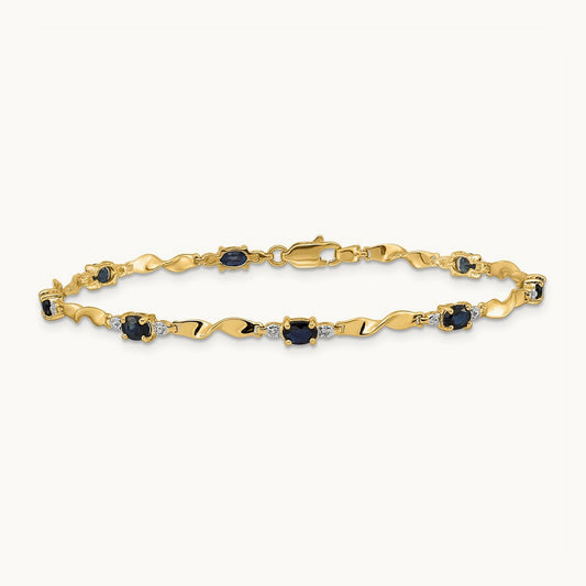 Diamond and Oval Sapphire Bracelet, 14K