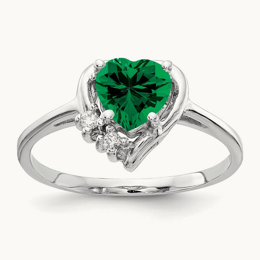 Heart Mount St. Helens AA Diamond ring, 6mm, 14K White Gold