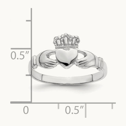 Polished Claddagh Ring, 14K White Gold
