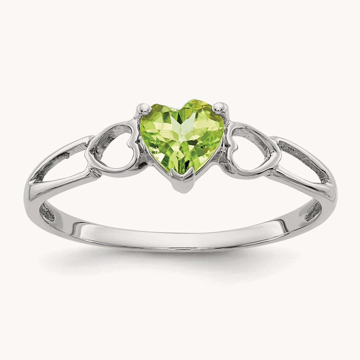 Peridot Birthstone Ring, 14K White Gold