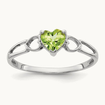 Peridot Birthstone Ring, 14K White Gold