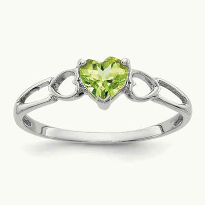 Peridot Birthstone Ring, 14K White Gold