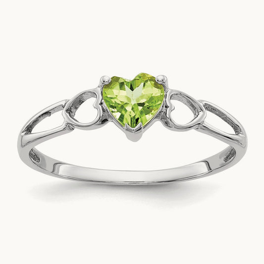 Peridot Birthstone Ring, 14K White Gold